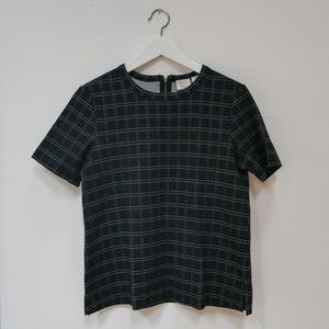 Anthropologie black and white shirt with zipper on back collar, Small